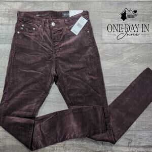 AG Adriano Goldschmied Farrah High Rise Skinny Jeans Burgundy NWT Size 2 (26)